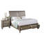 Mobilier de chambre à coucher 1pièce grand lit deux panneaux avec tête de lit et tiroirs avec finition argent antique-1236775713