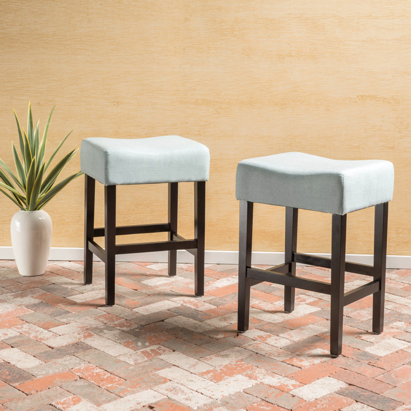 Set Of 2, 26.75" Backless Height Barstool, Light Blue