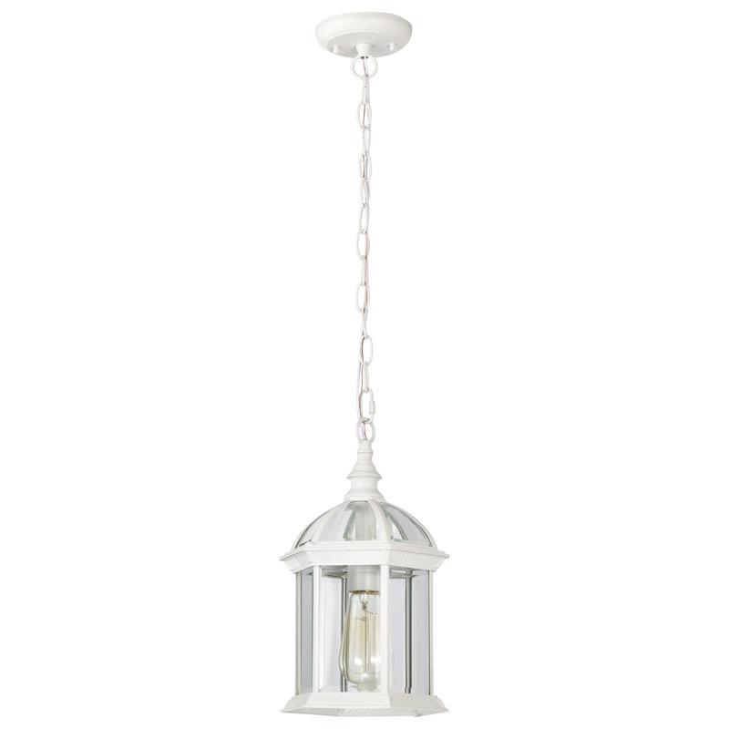 Quonset Outdoor Hanging Lantern, White / Clear Beveled, A19