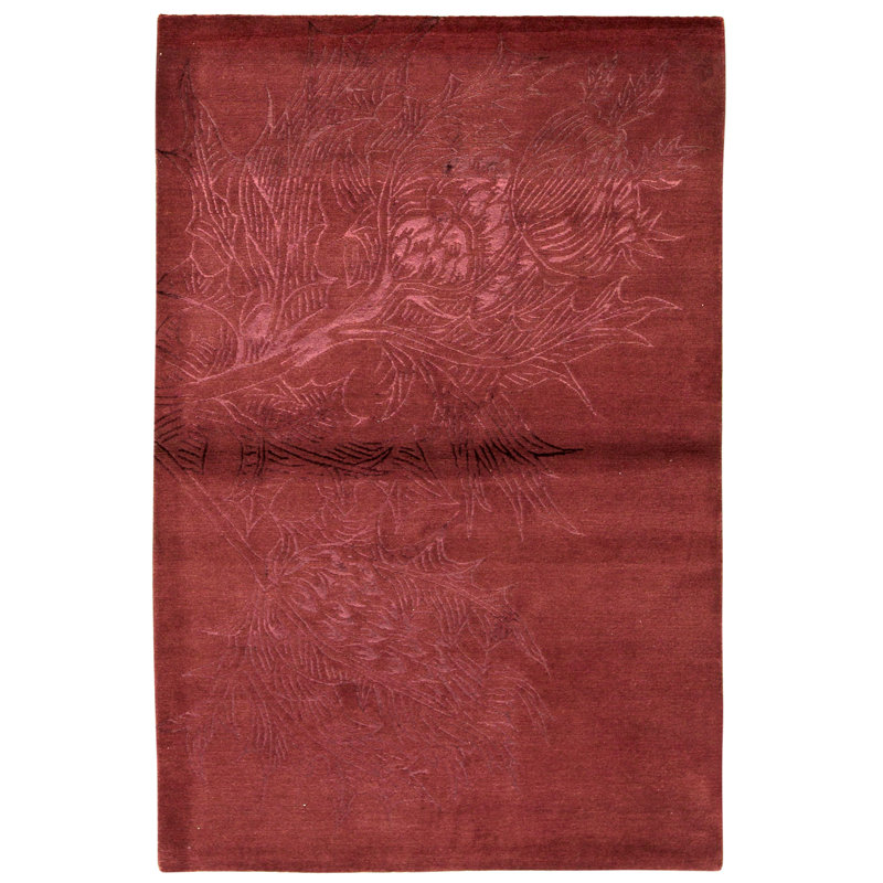 Hand Knotted Wool Area Rug in Red