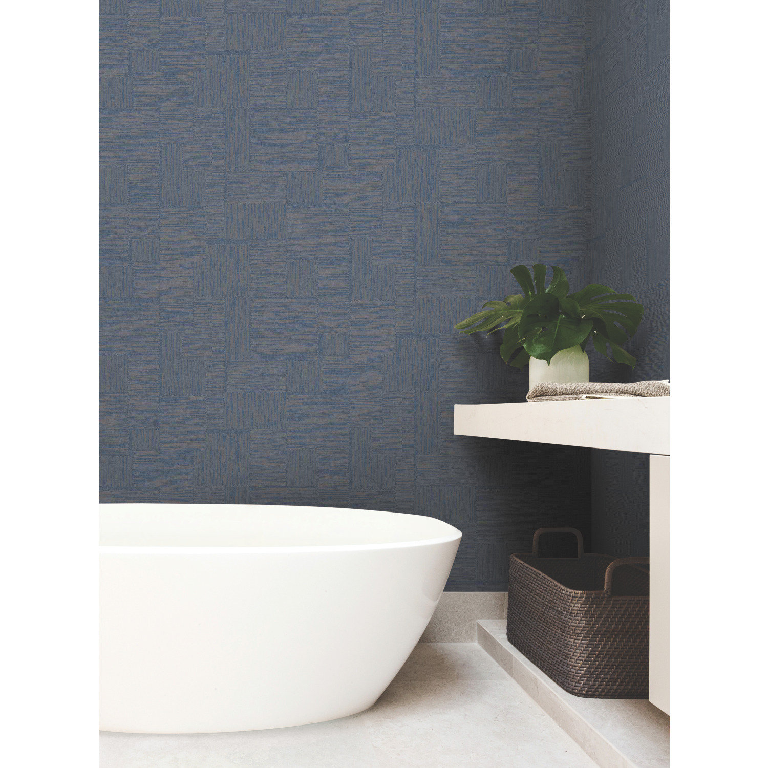 Alodee Geometric Wallpaper, Navy