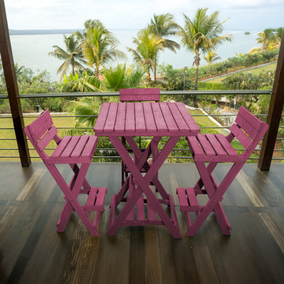 Harbor Point Fully Assembled All-Weather Recycled HDPE Outdoor Folding Bar Stool