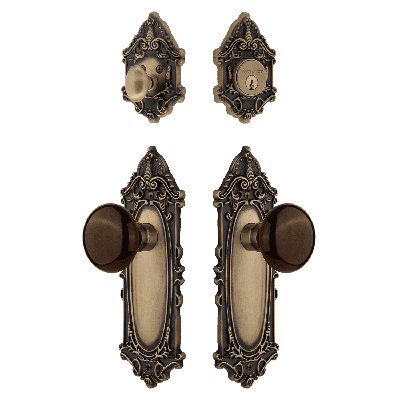Nostalgic Warehouse Victorian Entry Set with Brown Porcelain Knob