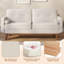 Causeuse 65 po Mid Century Modern capitonnée, garniture et pieds en bois, lin blanc