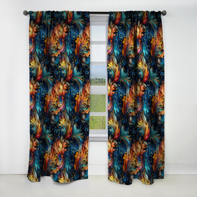 Motif cachemire céleste I - motif floral - rideau occultant - 1 panneau