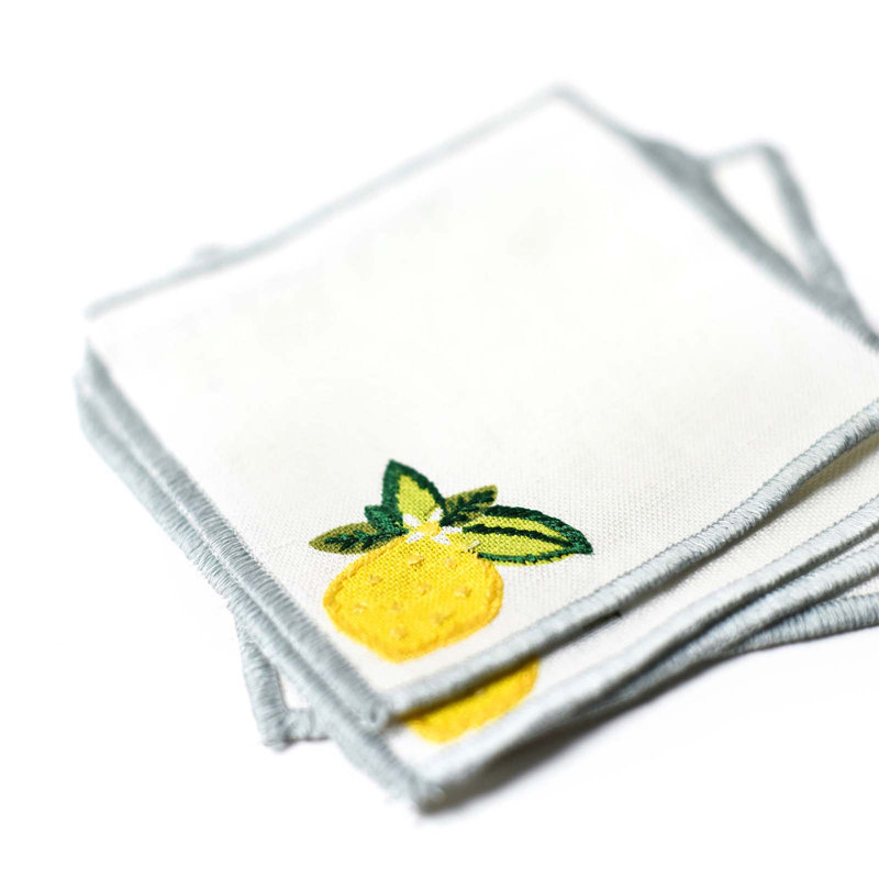 Ensemble de 4 serviettes de cocktail citron citron