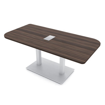 Ogren Duo Shaped Conference Table with Double Metal Post Base | Electrical Unit