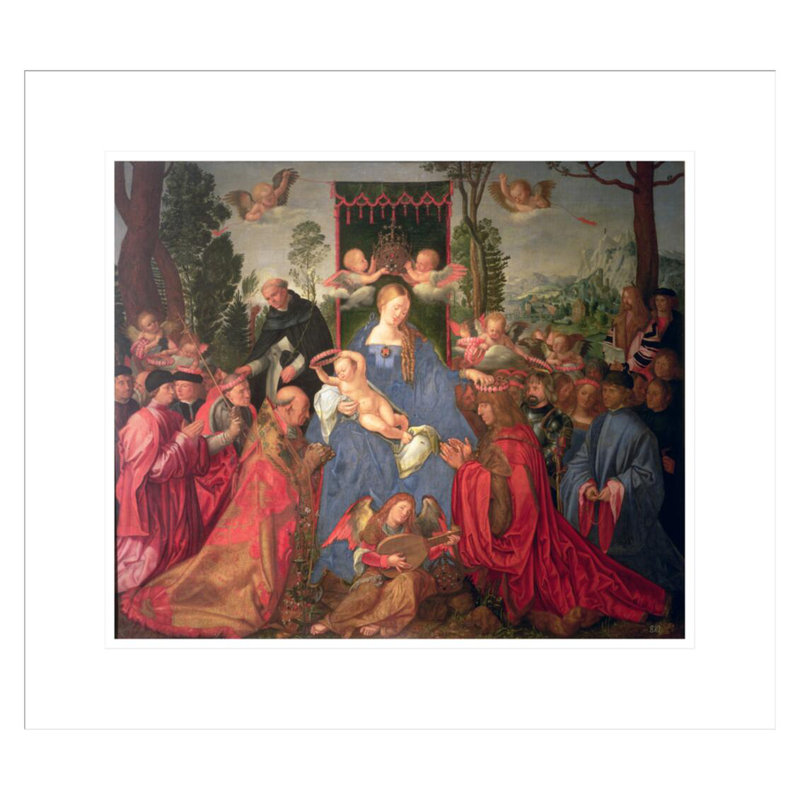 Guirlande de roses, retable par Albrecht Dürer, impression giclée sur cadre, H 17,75 po x l 20,07 po