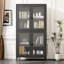 Armoire de rangement classique en métal, vitrine avec 4 portes en verre