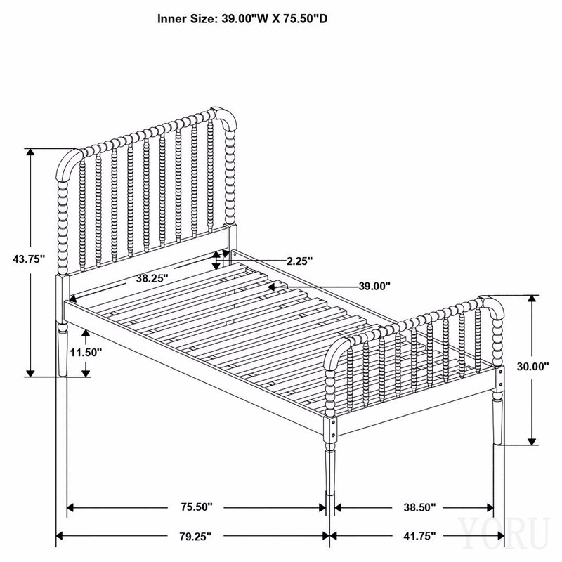 White Wood Twin Open Frame Bed