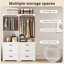 Système de placard autoportant avec 3 tiroirs, armoire penderie avec tablettes réglables et tringle, blanc-1052269303