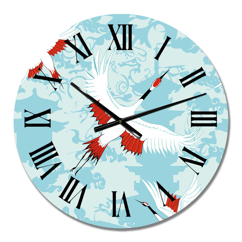Cigogne orientale rouge et blanche - Horloge murale traditionnelle, Petit