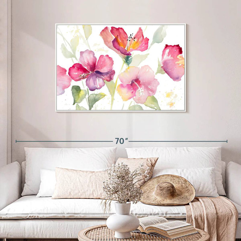 Hibiscus céleste, 43 po x 29 po, Cadre flottant blanc