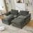 U Shaped Modular Sectional Sofa With Storage Console & Wireless Charging-1396069898