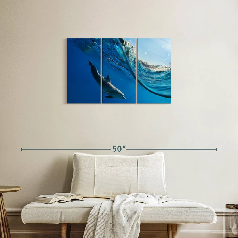 Dolphin Under The Wave, 20" H x 33" W