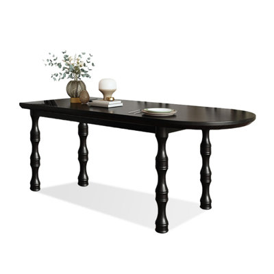 Black Half-circle Solid Wood Dining Table