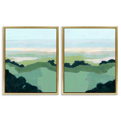 «Hill Side Nautical Landscape Abstract», ensemble de 2 toiles flottantes encadrées par Grace Popp