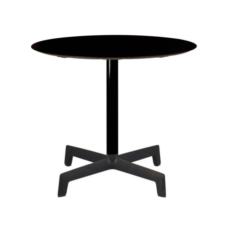 Black Round Synthetic Laminate Dining Table with Cross Base