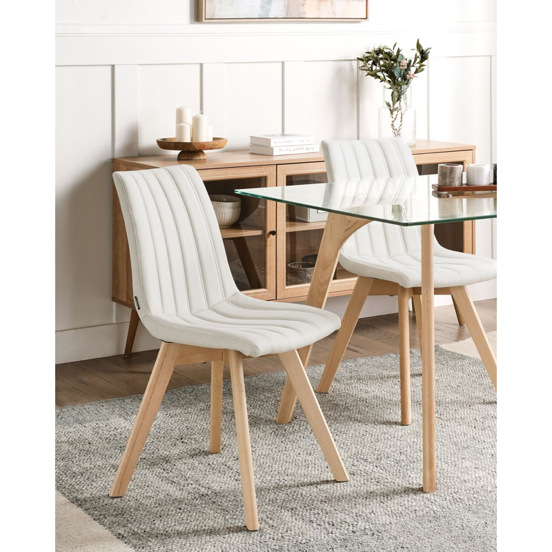 Set of 2 Dining Chairs CALGARY II Fabric , White