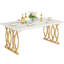 Table de salle à manger de 63 po moderne en or blanc et marbre pour 4-6 personnes