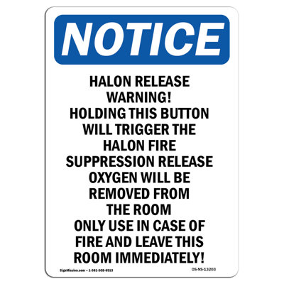 Halon Release Warning! Holding Sign