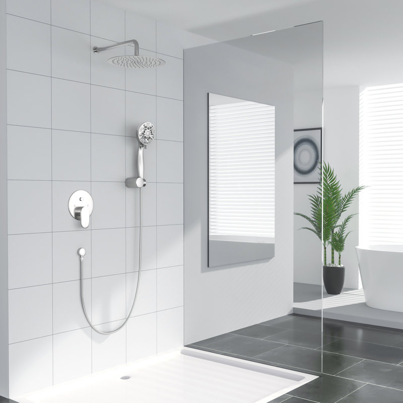 Complete Shower System with Rough in-Valve, Brushed Nickel