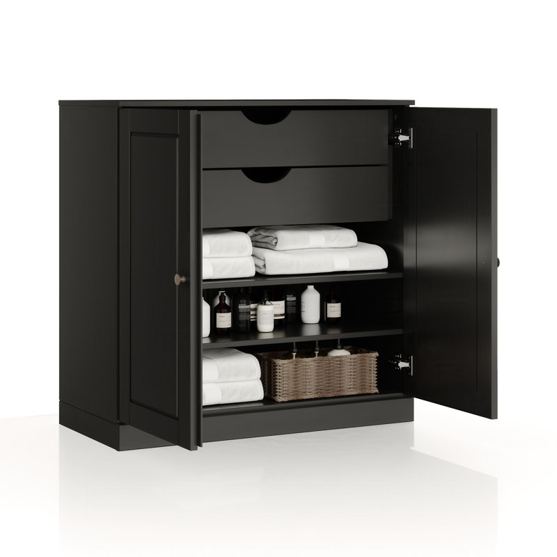 Palace Imports 100% Solid Wood Short Bathroom Linen Cabinet with Doors & Drawers, Adjustable Shelves, Modular Bathroom & Laundry Storage Cabinet, 32" W x 35.75" H
