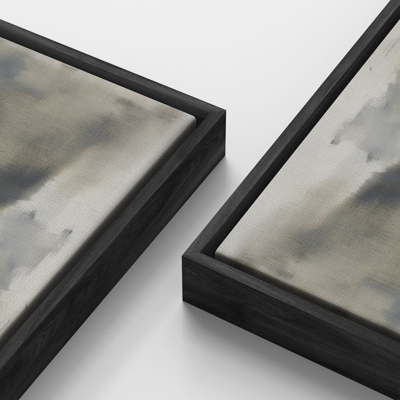 Abstrait gris anthracite profond - reproduction d'art sur toile encadrée, H 60 po x l 30 po x P 1,5 po, Noir