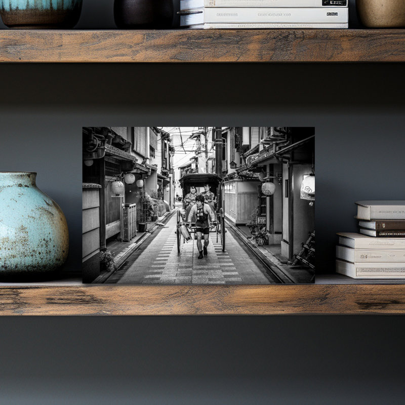 «Rickshaw japonais», impression d'art mural contemporain, H 12 po x l 18 po