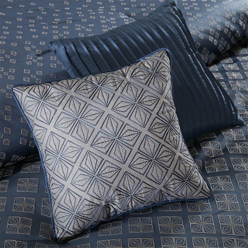 Ensembles de literie de luxe bleu marine, jacquard en polyester, décoration intérieure moderne