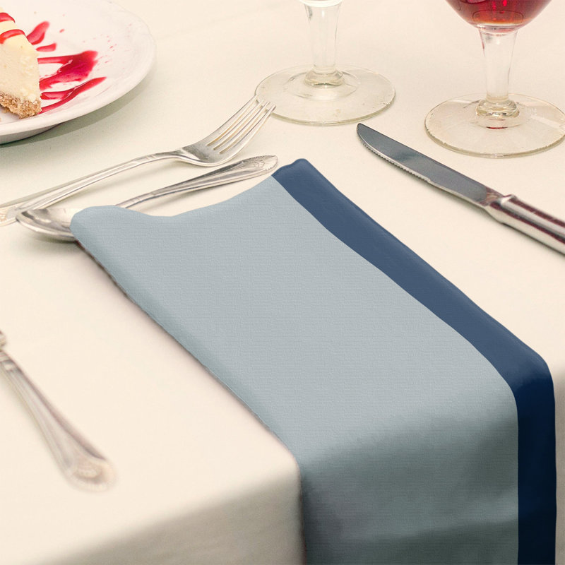 Serviette de coton 22" à dîner baseball, Argent métallique / bleu marine
