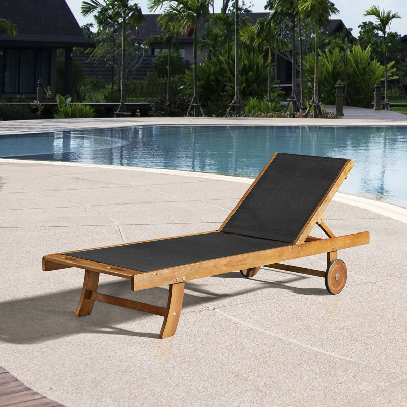 Chaise longue d'extérieur en bois d'eucalyptus Caspian