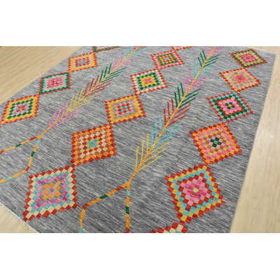 Tapis gris nouvel âge en laine 8 pi 1 po x 10 pi 3 po Muin