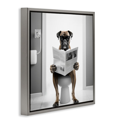 Boxer Dog & Newspaper