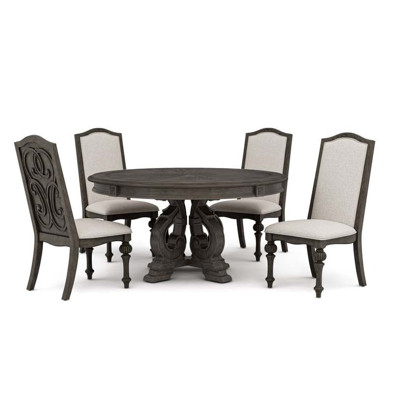 Ensemble de salle à manger 5 pièces avec chaises rembourrées Mohall, 5 pièces: table, 4 chaises, Brun