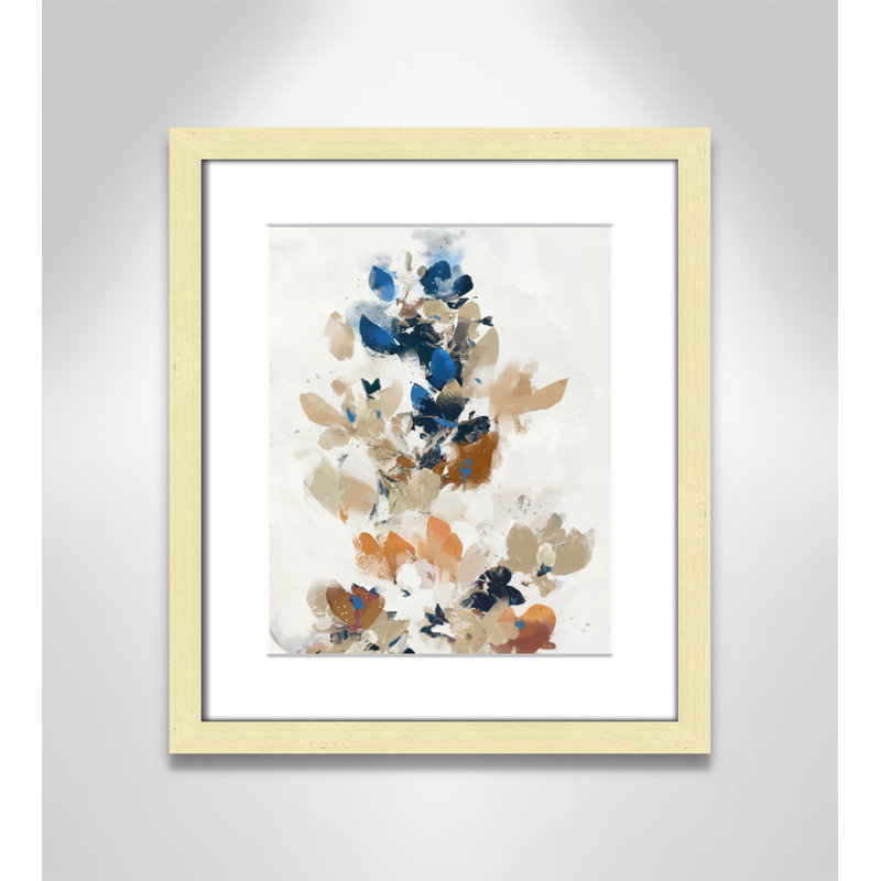 Vague de fleurs bleues II par Ken Roko, Imprimé mat, Or mat, L 13 po x H 15 po