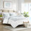 Housse de couette Harbour House Bay King - 100% coton, broderie foncée, fermeture à boutons, 2 taies décoratives, 4 attaches intérieures, literie de style décontracté avec coton brodé