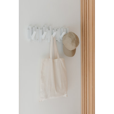Sticks 5-Hook Wall-Mounted Coat Rack, Flip-Down Hooks for Entryway, Bedroom, Office