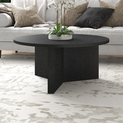 Table basse ronde de 36 po de large Anders en grain noir