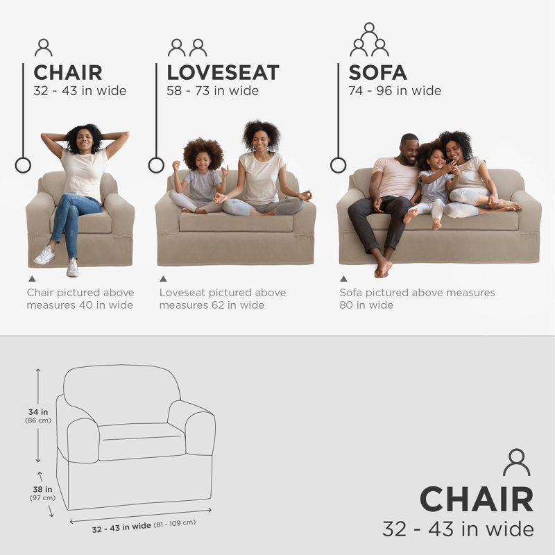 Housse pour fauteuil à coussins carrés ultra-doux extensible, Sable