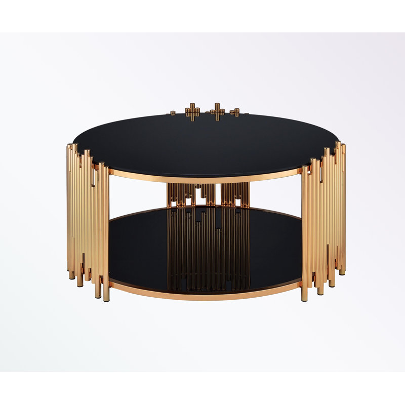 Table basse à structure métallique avec tablette ouverte
