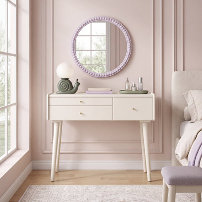 MCM Solid Wood Makeup Vanity Desk with Storage Drawers
