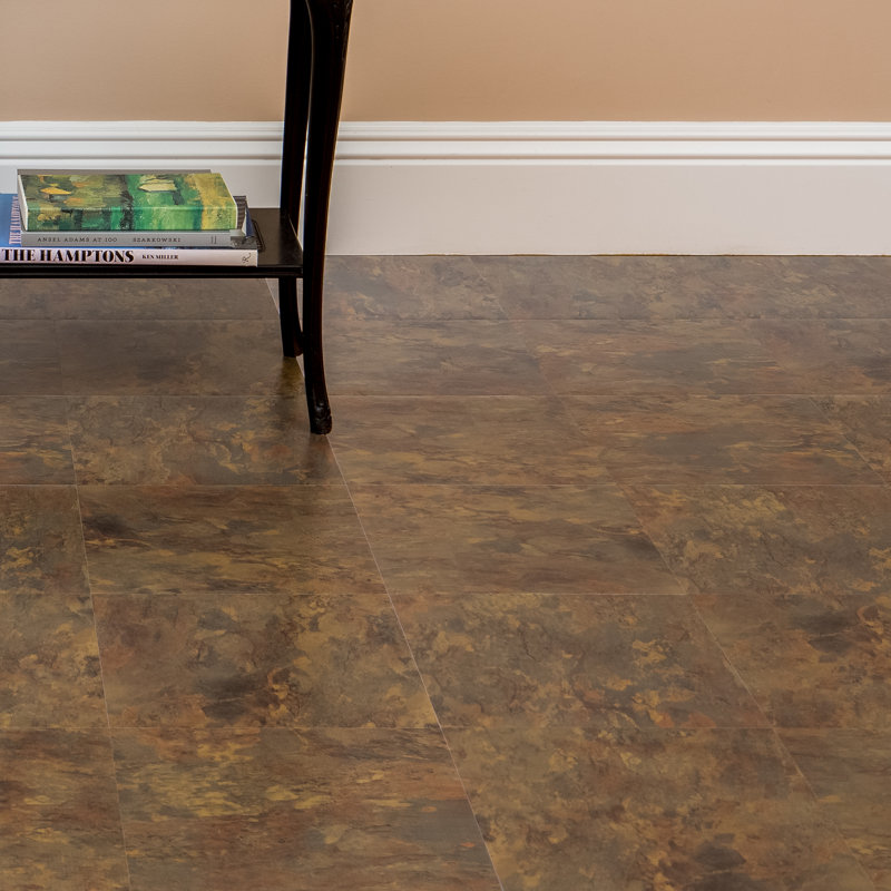 12" x 12" x 1.2mm Vinyl Tile, Gold/Brown