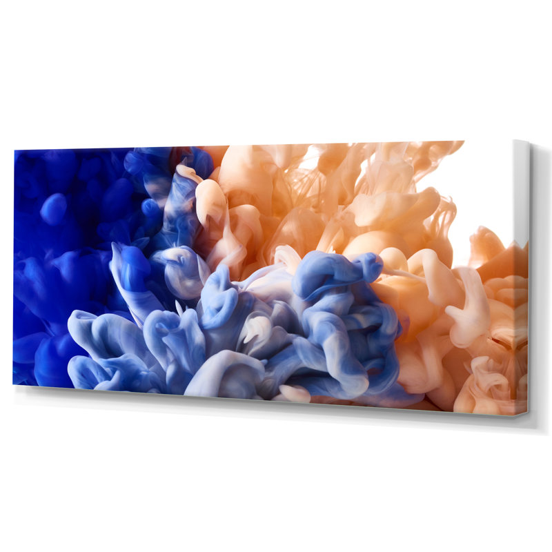 Encre liquide bleue et jaune - Impression sur toile, H 16 po x l 32 po x P 1 po, Toile tendue