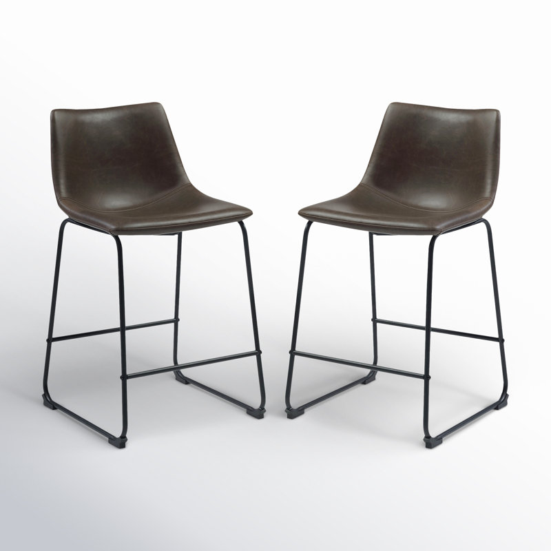 Dorielle Upholstered Counter Stool, Counter Stool (24" Seat Height), Brown