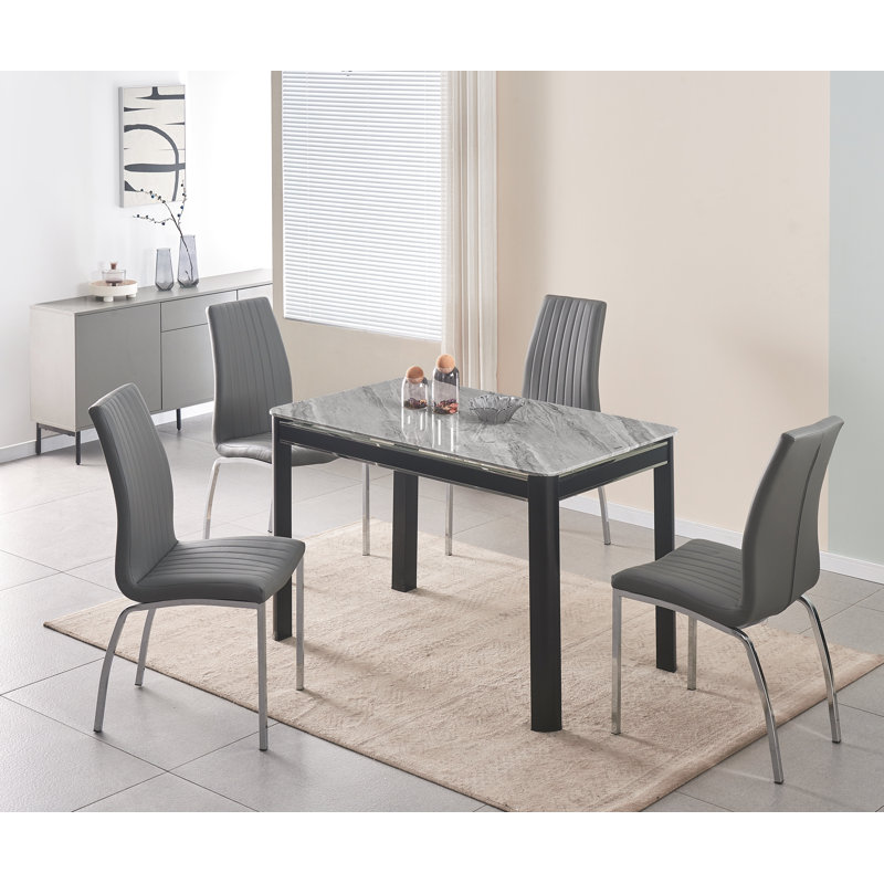 Nazia 4 - Person Dining Set, Grey/Silver