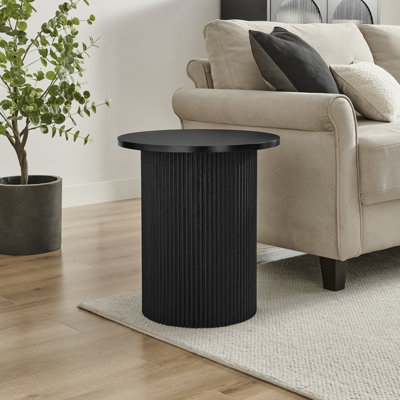 Table d'appoint ronde Penny - Pilier en mélamine résistant aux égratignures