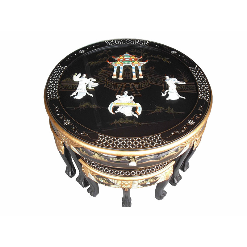Annamary Mother Of Pearl Coffee Table With  Nesting Stools