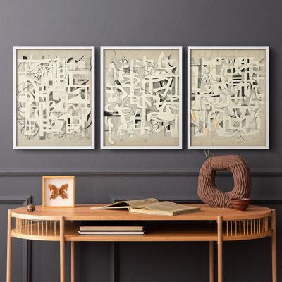 Abstract  Series  CCXLVI  -Set Of 3 Framed Giclee Prints -Ready to Hang
