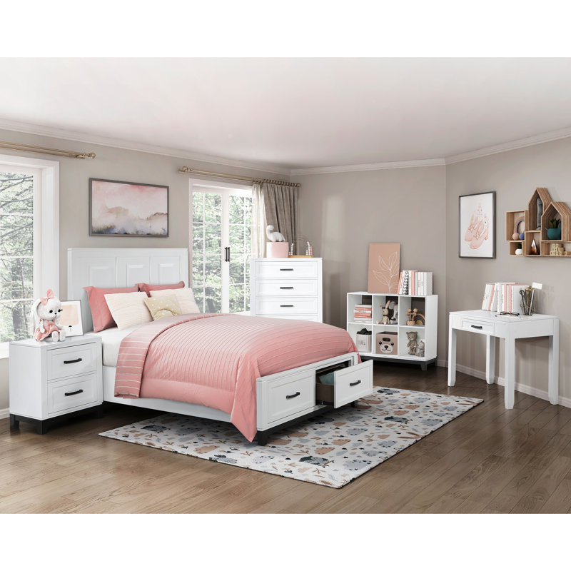 White 4-shelf Rustic Bookcase - Wooden Furniture For Bedroom & Home Decor Living Room Office